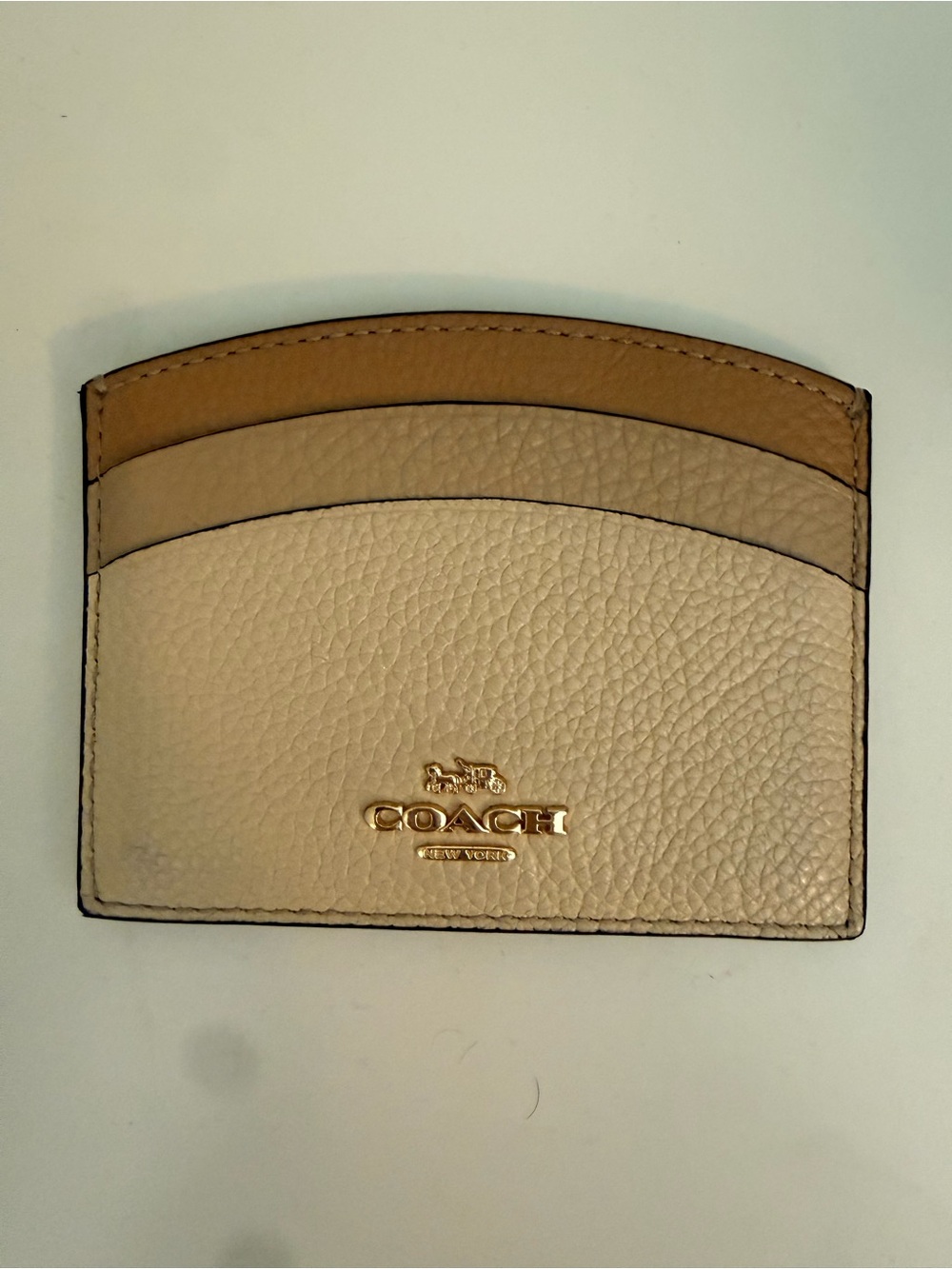 COACH Tan & Beige Leather Card Case